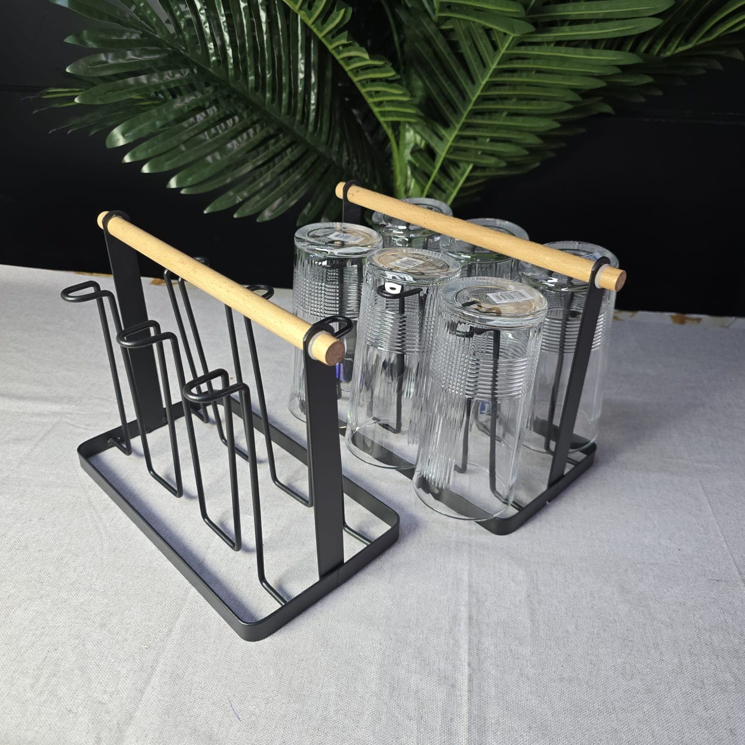 Metallic Glass Holder with Bamboo Base