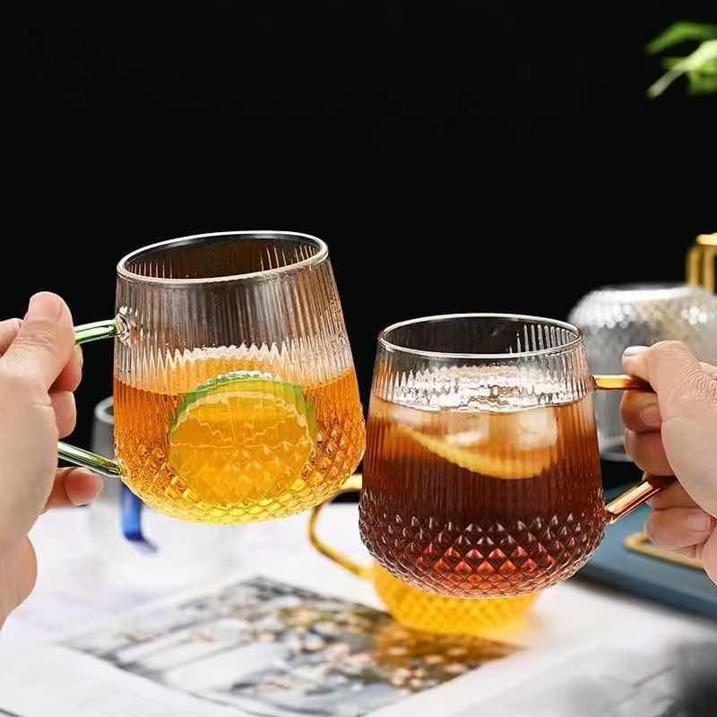 6pcs Borosilicate Glass Cups with Gold Handles