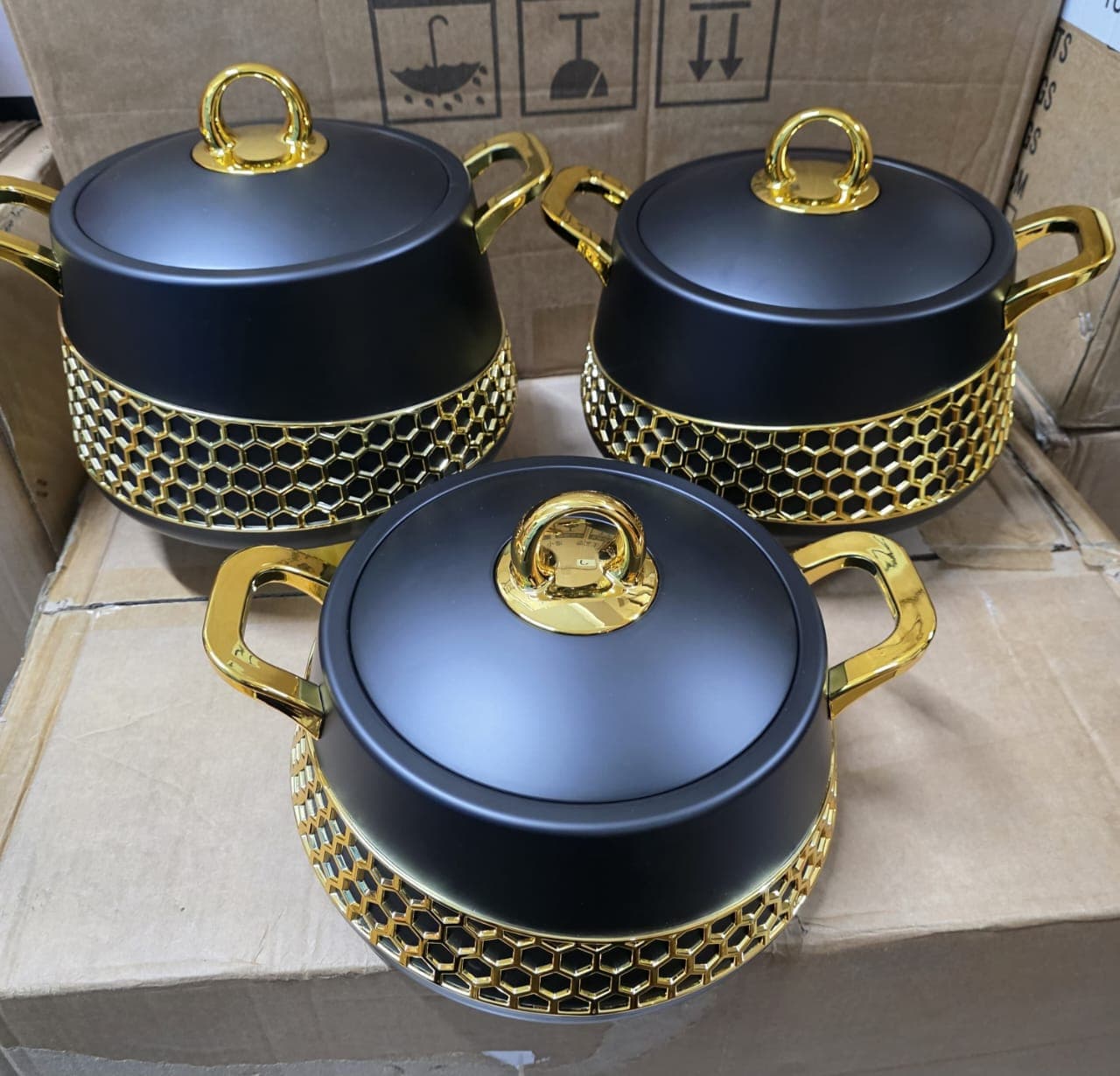 Elegant Stainless Steel Hotpots with Gold Detail