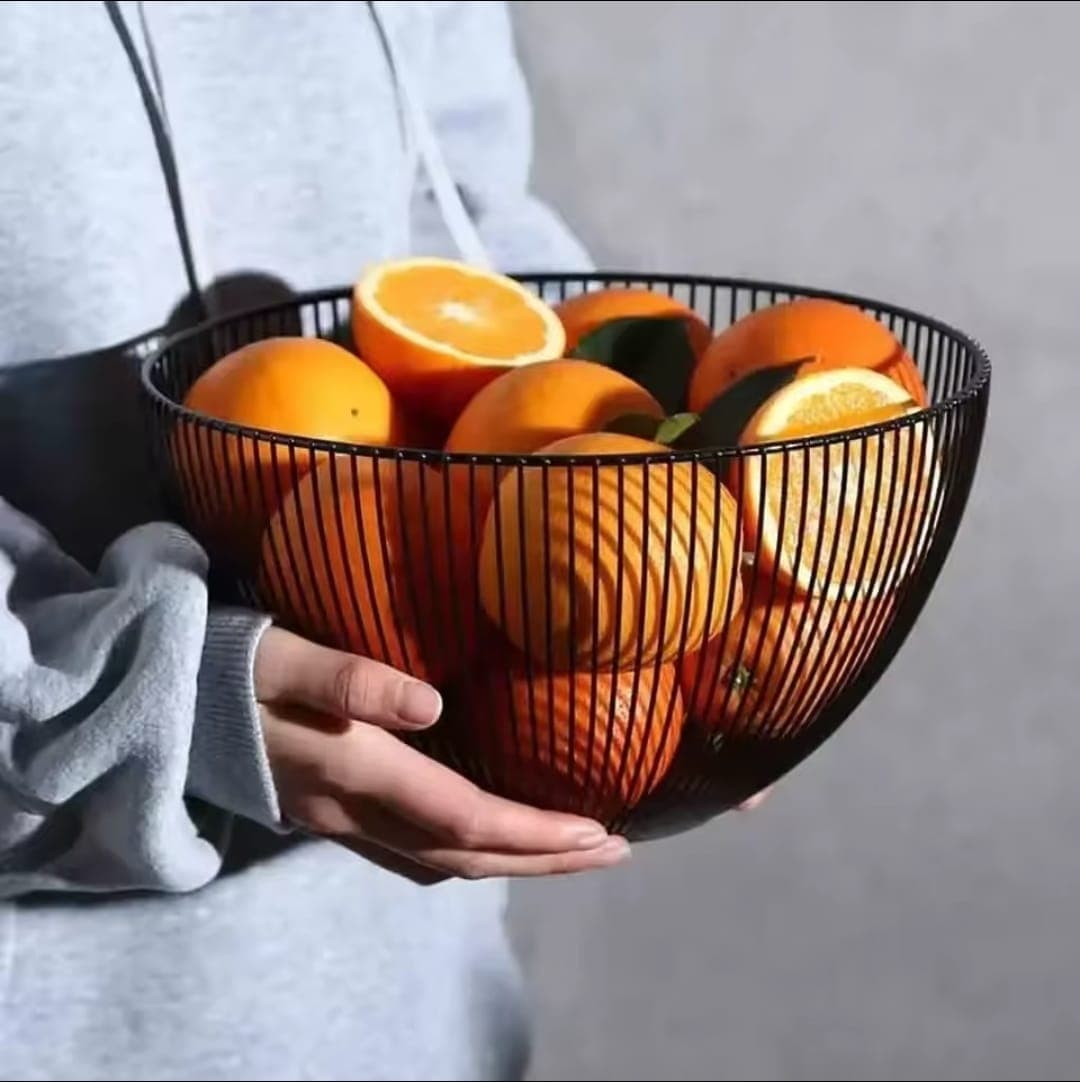 Sleek Round Metallic Fruit Basket