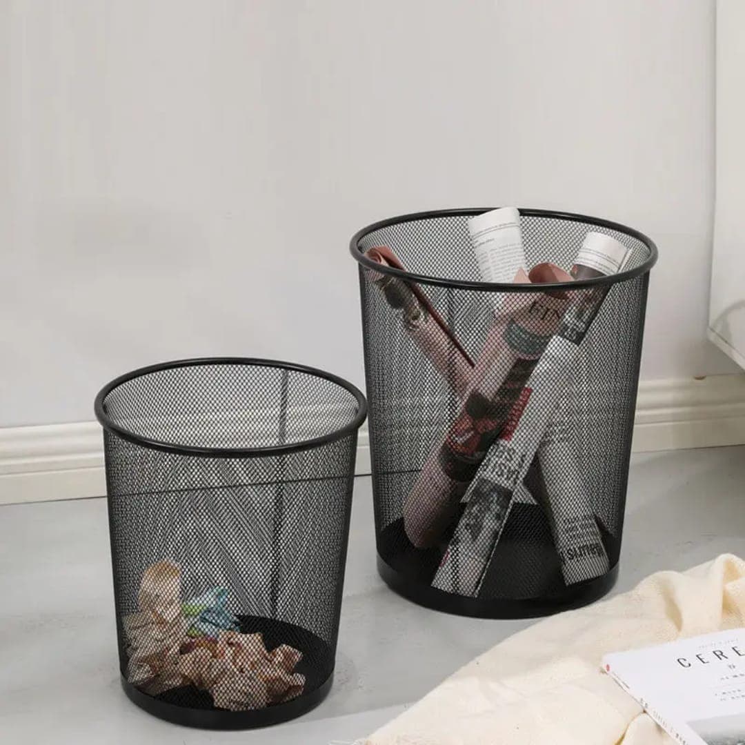 Metallic Mesh Dustbin – Black