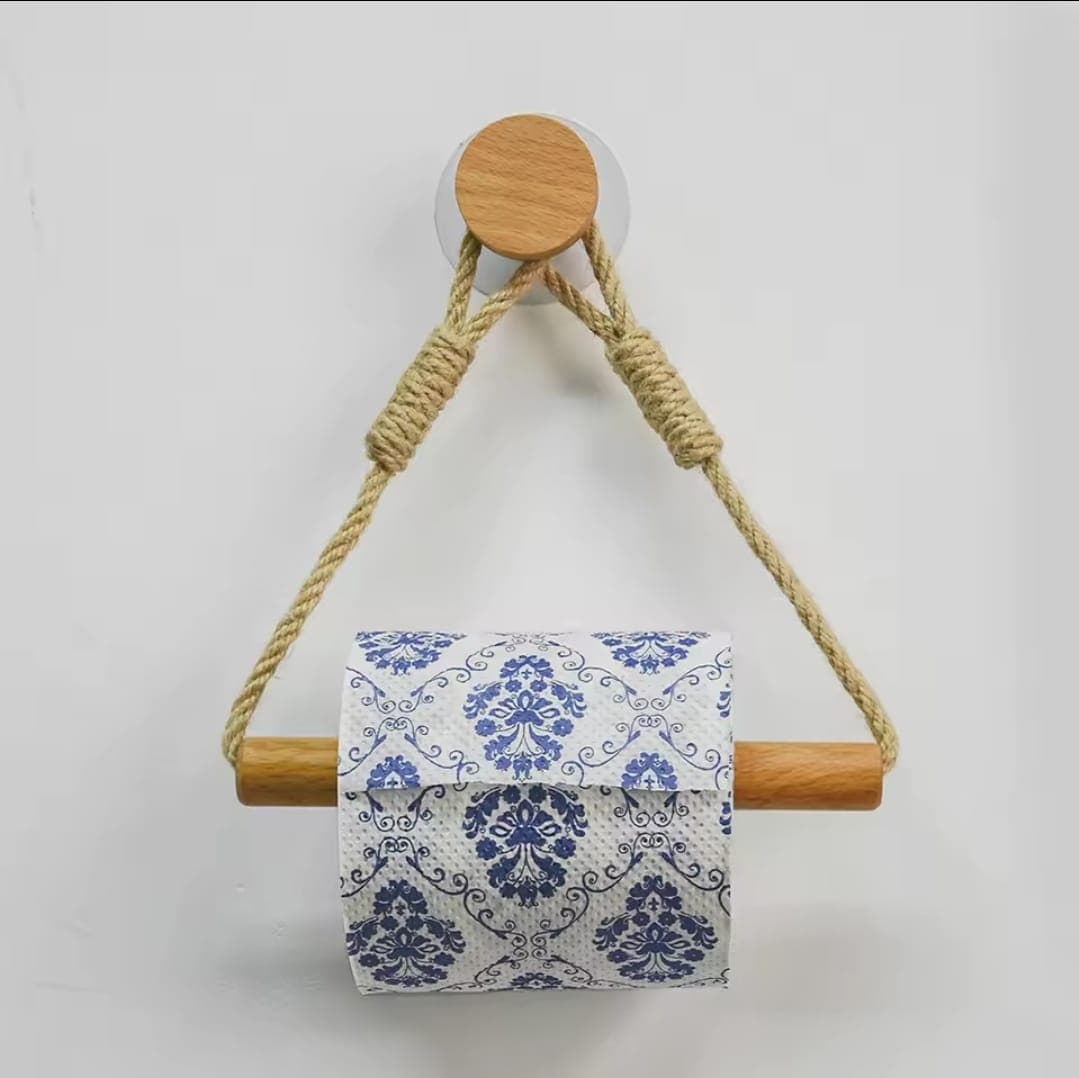 Hemp Rope and Bamboo Tissue Holder