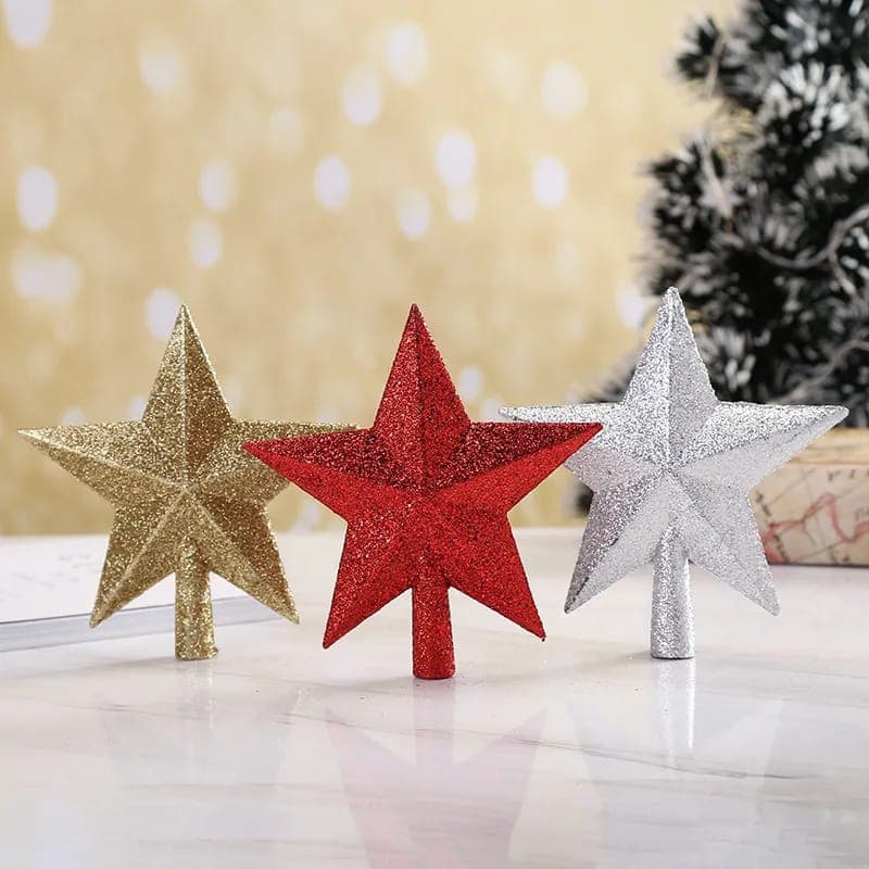 Christmas Tree Decorations Pentagram Holiday Atmosphere Plating Christmastree Top Star Garland Accessories