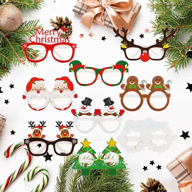 Christmas Glasses Santa Claus Elk Paper Glasses Frame Christmas Party Decorations Kids Cute Xmas PhotoProp