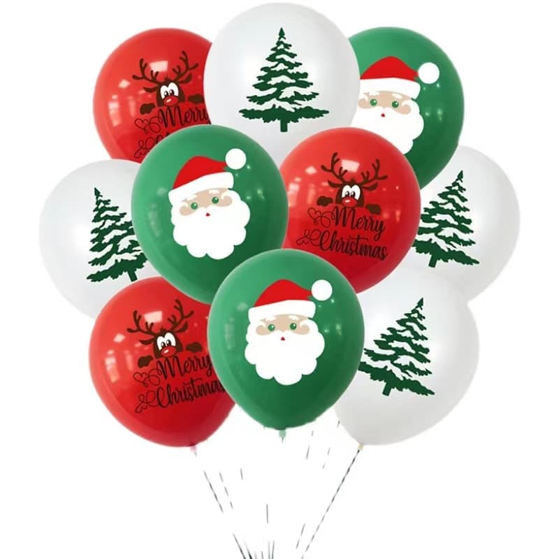 10pcs Merry Christmas Decoration Balloons Snowflakes Bells Santa Claus Patterns Ballon Festival Birthday Party Supplies