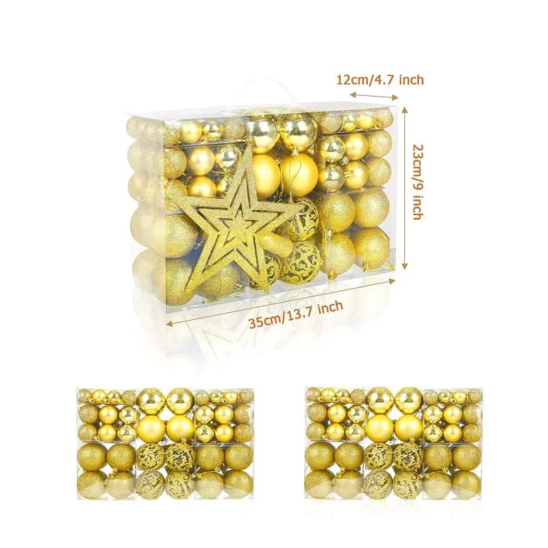 101Pcs Christmas Ball Ornaments for Christmas Tree, Shatterproof Christmas Tree Balls Decorative Baubles Hanging