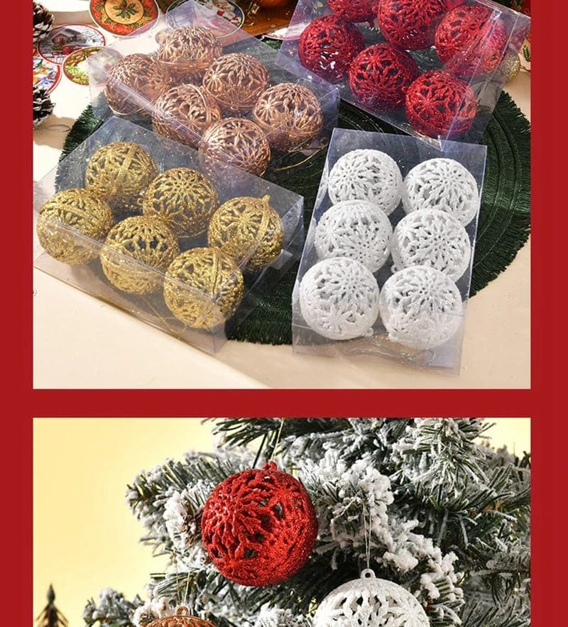6Pcs 6CM Christmas Balls Christmas Tree Ornaments Hanging Xmas Tree Pendants Party Home Decor