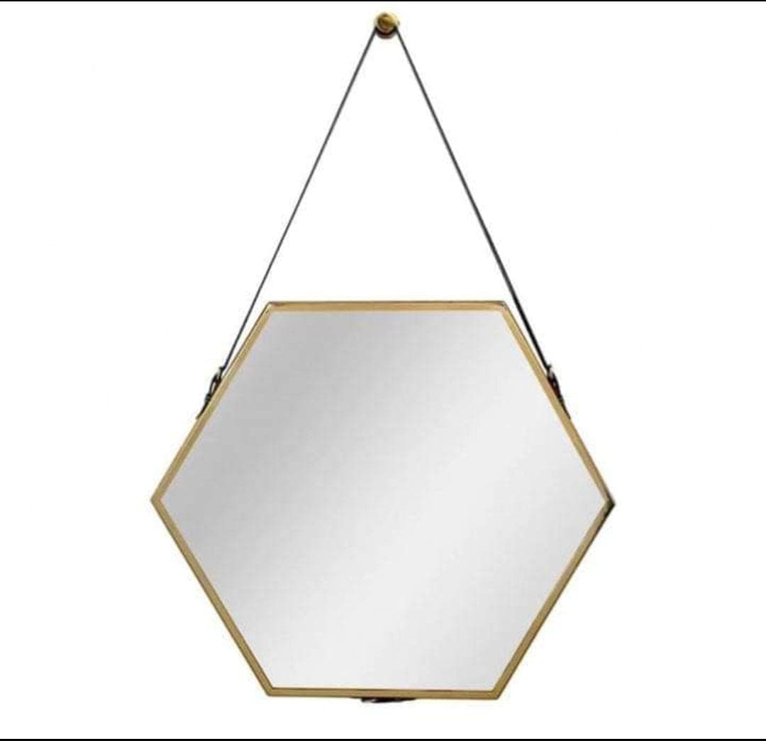 Hanging Wall Mirror Geometric Hexagon Wall Decor Mirror